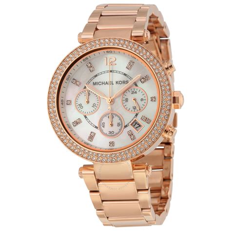 rose gold white face michael kors watch|Michael Kors ritz chronograph.